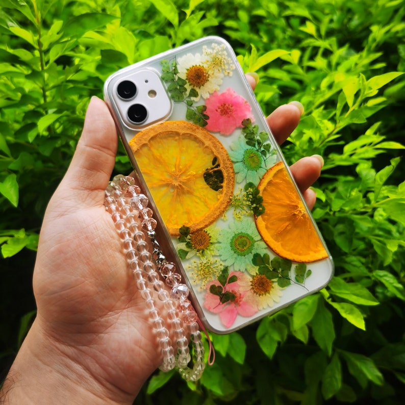 Real fruit boho phone case,iphone se 7 8 plus x xr xs 11 pro max samsung galaxy s9 s10 s20 note 10 9 20 plus ultra pressed pink flower case