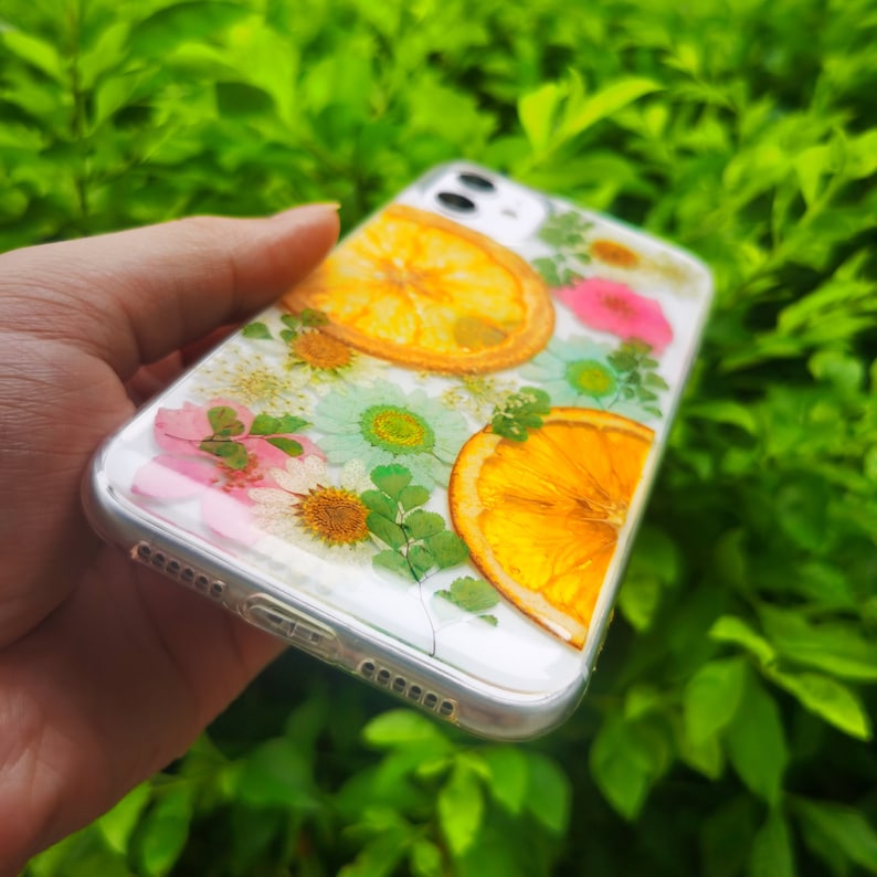 Real fruit boho phone case,iphone se 7 8 plus x xr xs 11 pro max samsung galaxy s9 s10 s20 note 10 9 20 plus ultra pressed pink flower case