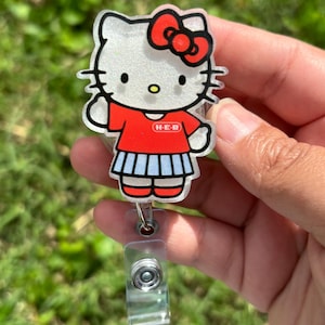 kitty x grocery store badge reel, id holder
