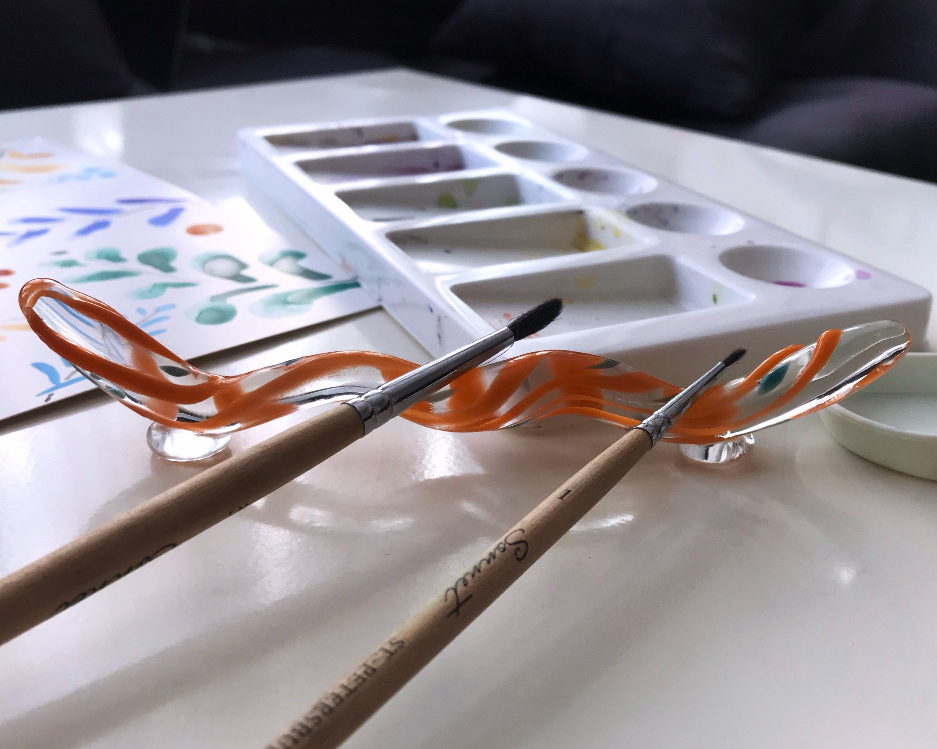 Paint Brush Holder, Watercolor Brush Rest, Calligraphy Tool, Gift for  Artist, Unique Brush Holder, Calligraphy Supply, Glass Brush Rest 