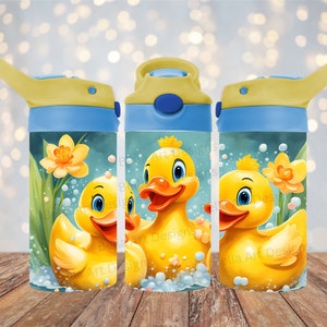 Bébé canards 12 oz gobelet rabattable pour enfants gobelet à rabat 12 oz verre droit 12 oz PNG Sublimation Duckie Design gobelet pour enfants téléchargement numérique