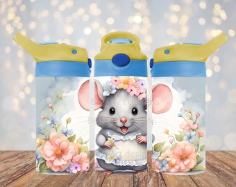 Baby Mouse Tumbler Wrap 12 oz Kids Sippy Cup FlipTop Tumbler 12 oz Straight Tumbler Sublimation PNG Mouse Tumbler Design Digital Download
