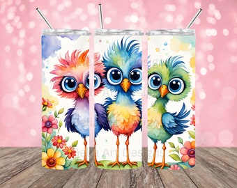 Funny Birds Tumbler Wrap 20 oz Tumbler Sublimation Design PNG Bird Sublimation Skinny Straight Skinny Tapered Kids Tumblers Digital Download
