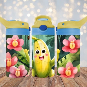 Niedliches Bananen Tumbler Wrap Sublimation 12 oz Kinder FlipTop Schnabeltier Tumbler Wrap PNG Bananen Tumbler Wrap Design Digitaler Download