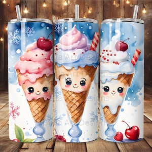 Ijs beker wrap 20 oz beker sublimatie kinderen PNG winter ijs sublimatie ontwerp mager beker cadeau digitale download