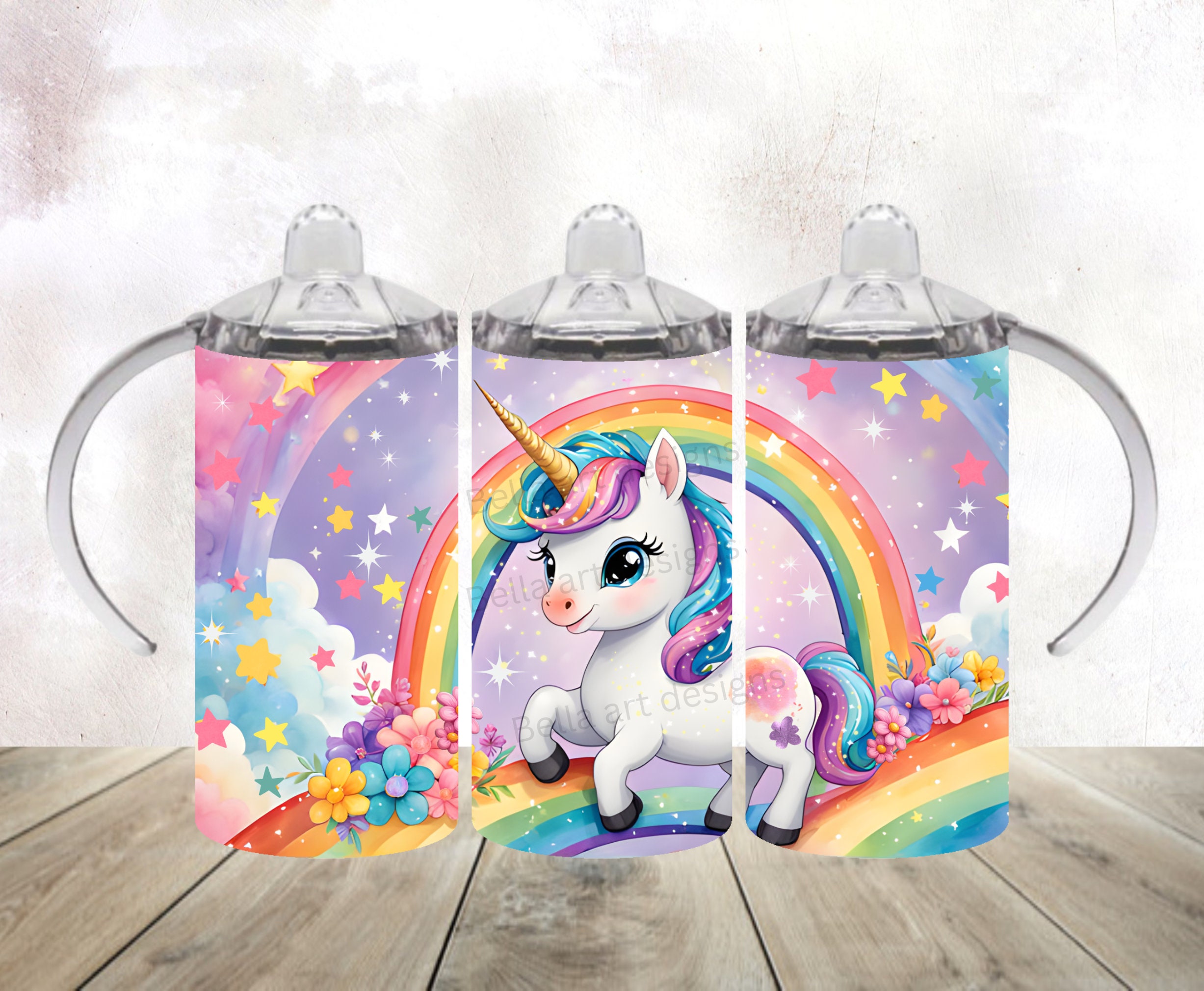 Cute Unicorn Tumbler Wrap Sublimation 12 Oz Kids Sippy Cup Flip Top ...
