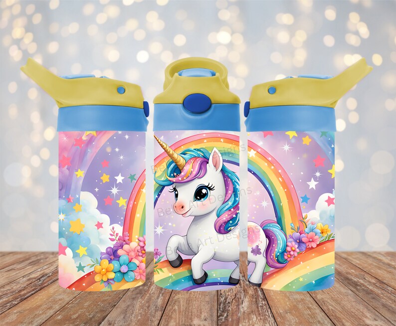Cute Unicorn Tumbler Wrap Sublimation 12 Oz Kids Sippy Cup Flip Top ...