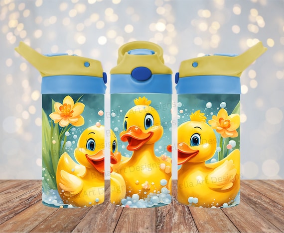 Baby Ducks 12 oz Kids Sippy Cup FlipTop Tumbler Wrap 12 oz Straight Tumbler PNG Sublimation Duckie Design Kids Tumbler Digital Download