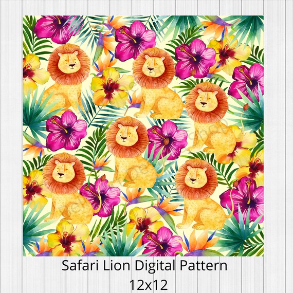 Safari Lion Digital Paper Pattern Childrens Craft Scrapbook | Etsy