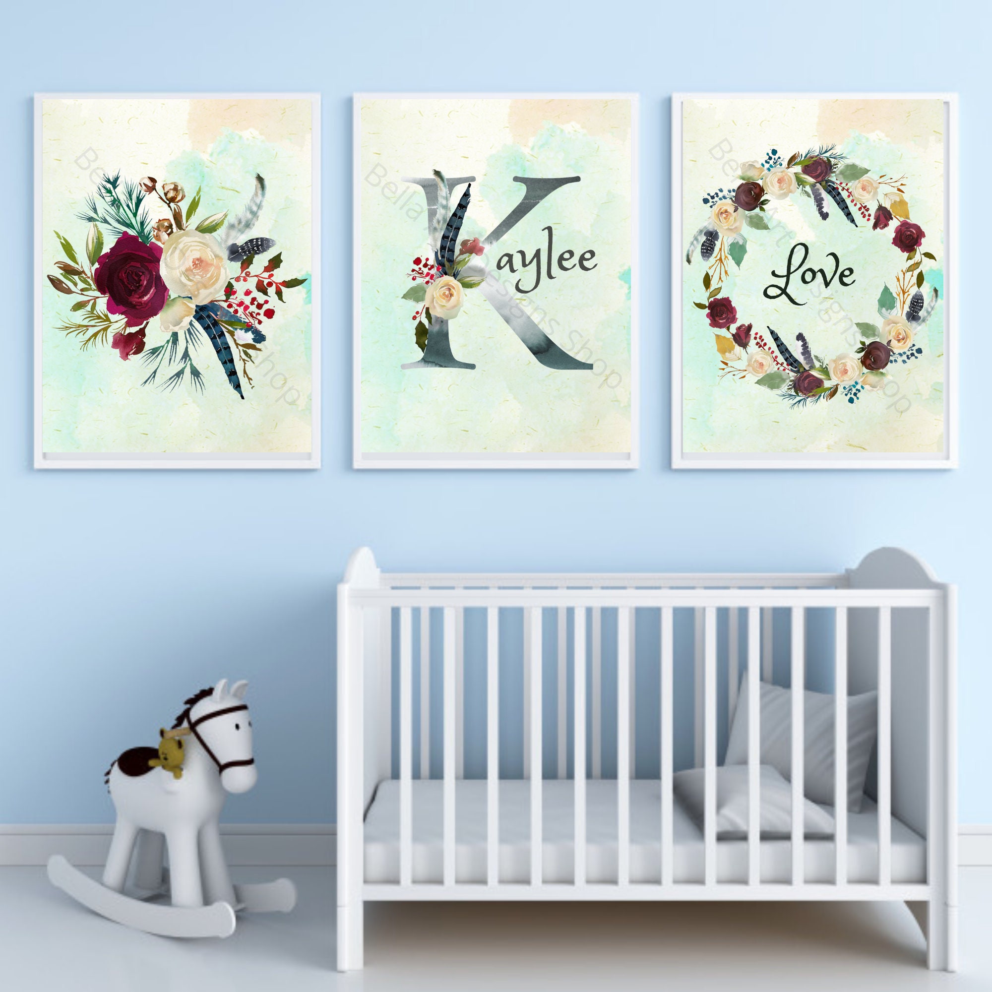 Personalized Monogram Name Wall Art 3 Piece Print Set Etsy