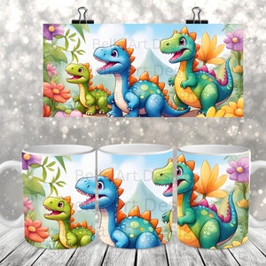Niedlicher Dinosaurier Becher Wrap Design PNG Becher Sublimation DINO Becher Wrap Design für Kinderbecher Jungen Mädchen Kinder Geschenk Digitaler Download