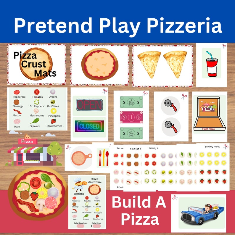 Build A Pizza Pretend Play Pizzeria Shop Printable Activity - Etsy