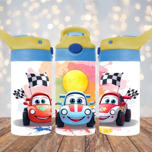 Race Cars Tumbler Wrap Sublimatie 12 oz Kids Sippy Cup FlipTop Tumbler Sublimatie PNG Race Car Design Digitale Download