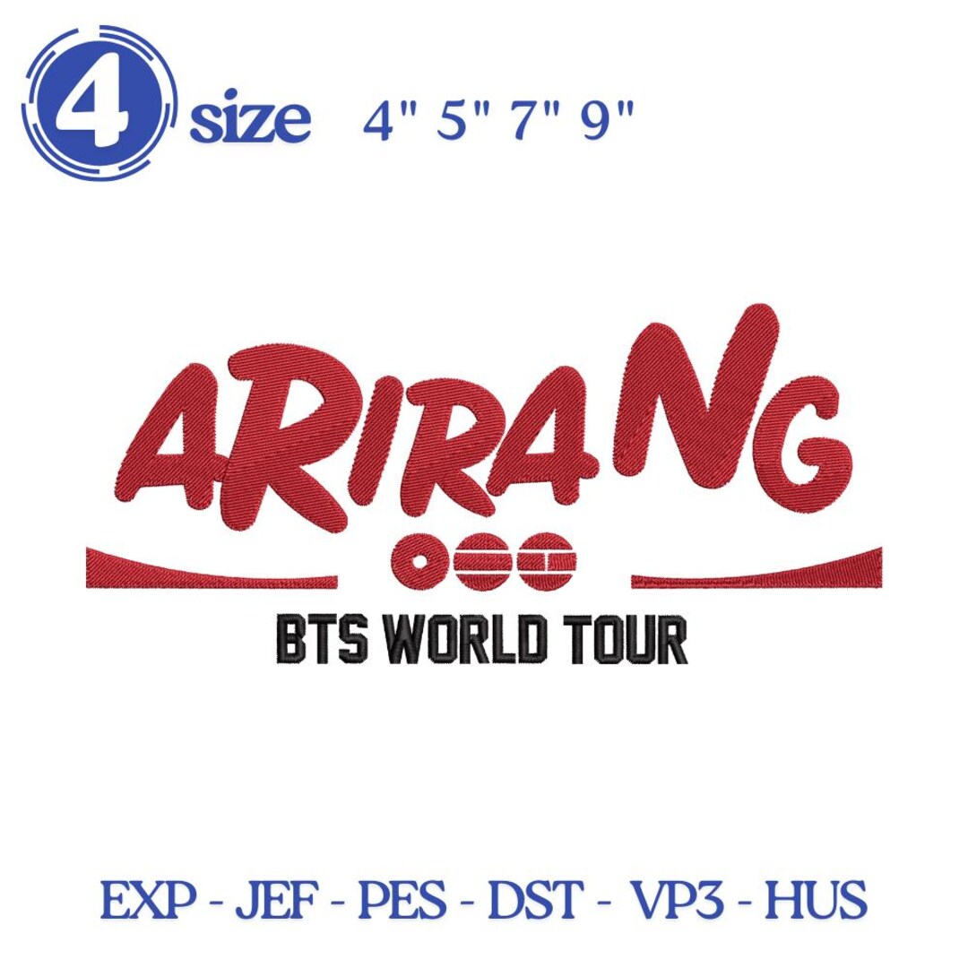 Arirang Embroidery Design, BTS Inspired Lettering, Korean Style Text ...