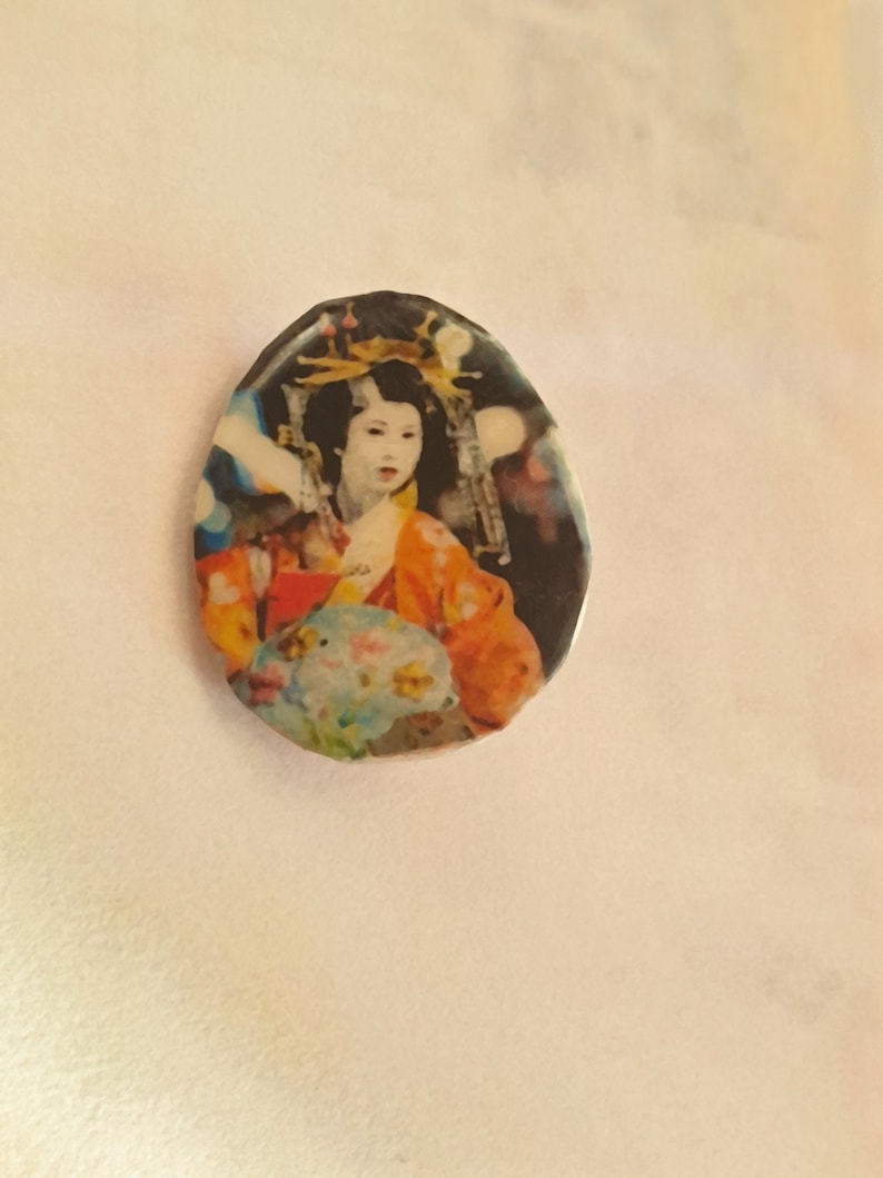 Japan szene image transfer photo metal button eco epoxy resin