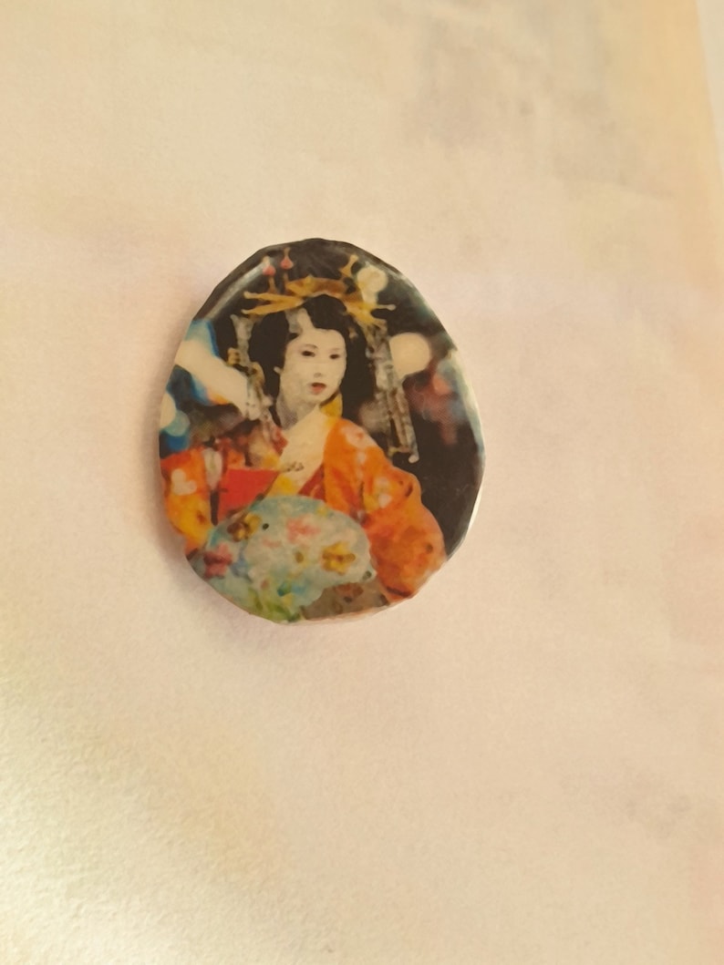 Japan szene image transfer photo metal button eco epoxy resin
