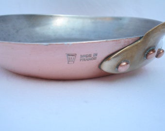 Matfer Made in France 1.8MM Vintage French Copper Saute Pan Tin Lined, Normandy Copper