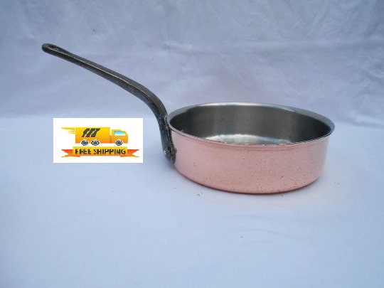 Vintage MATFER BOURGEAT Solid Copper 20cm Sauce Pan Pot w/ Lid 8