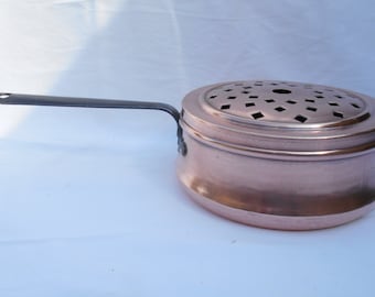 Vintage Swiss Copper Pan and Ornate Lid and Handle, Normandy Copper