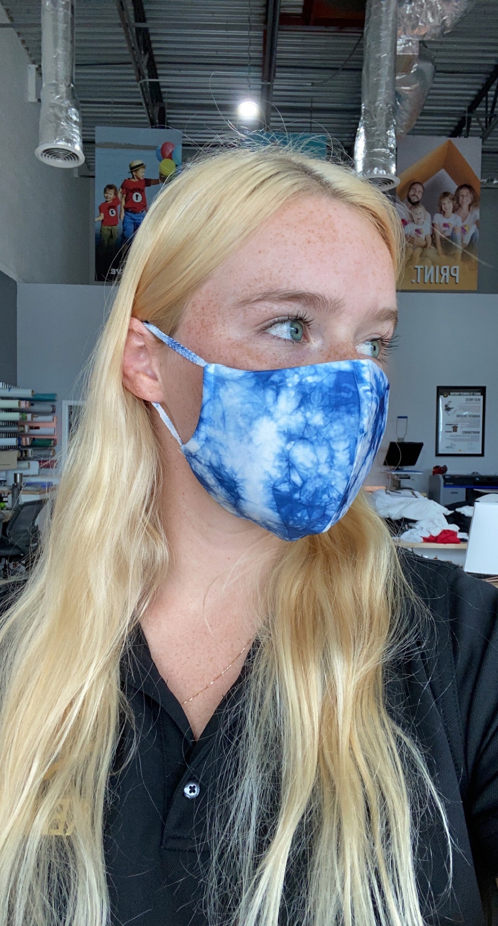 Blue Tie Dye Face Mask Colorful Tie Dye Mask Blue Dyed Mask Etsy