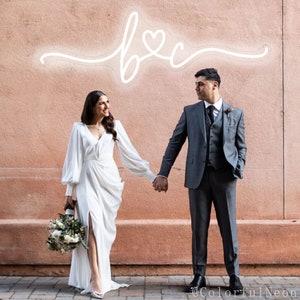 Custom Wedding Initials Neon Sign, Personalized Wedding Initials With Heart Art Decor, Neon Sign for Wedding Decor, Wedding Gifts