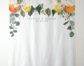 Magnolia Citrus Wedding Backdrop, White Magnolia Wedding Photo Booth Backdrop, Wedding Party Decoration, Wedding Gift