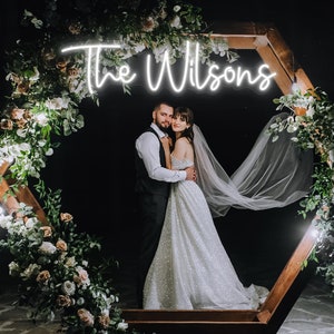 Wedding Neon Sign | Custom Last Name Neon | Wedding Gift | Wedding Decor | Grass Wall Backdrop | Family Name Neon Sign | LED Home Decor