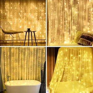 300 Light Led Curtain String Lights USB with Remote for Wedding, Party, Home, Garden, Bedroom, Outdoor, Indoor Wall Decorations. Warm White image 6