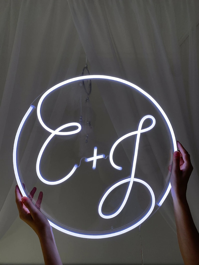 Wedding Monogram Circle Custom Initials Sign Custom LED Neon | Etsy