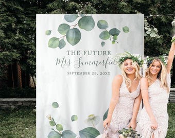 Bridal Shower Backdrop, Rustic Botanical Customized Banner, Photo Booth Wedding Decorations, Greenery Leaf Anniversary Backdrop Idea