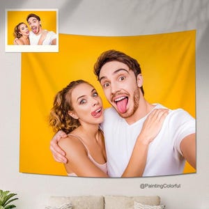 Custom Tapestry from Your Photo, Personalized Picture Text, Wedding Party Backdrop, Pet Memorial, Wall Room Art Decor, Friends Gifts