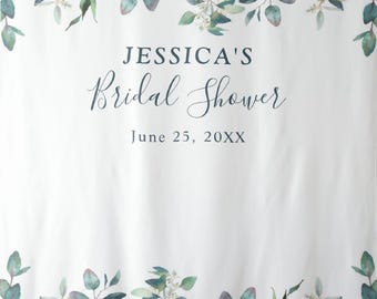 Eucalyptus Bridal Shower Backdrop, Greenery Leaves Photo Booth Backdrop, Green Bridal Shower Decorations