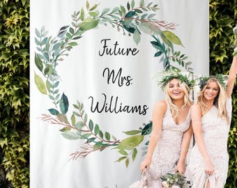 Bridal Shower Backdrop, Botanical Leaf Custom Bridal Shower Banner, 16 Birthday Photo Booth, Greenery Wedding Backdrop Decoration