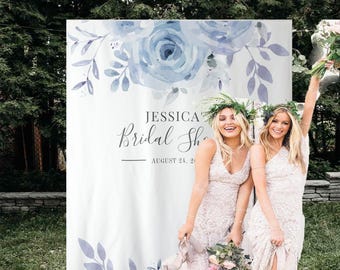 Floral Lilac Bridal Shower Backdrop, Future Mrs Banner, Bridal Shower Decorations, Blue Bridal Shower Table Decor, Engagement Backdrop