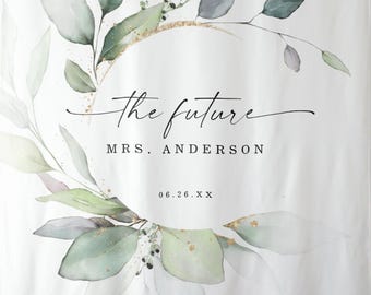 Green Bridal Shower, Photo Booth Backdrop, Greenery Bridal Mrs Photo Prop Backdrop, Greenery Bridal Backdrop