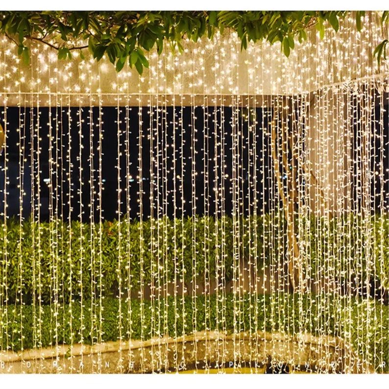 300 Light Led Curtain String Lights USB with Remote for Wedding, Party, Home, Garden, Bedroom, Outdoor, Indoor Wall Decorations. Warm White image 1