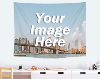 Custom Wall Decor Tapestry Personalized Backdrop with Photo Image Logo Customized Wall Hanging For Events Gift