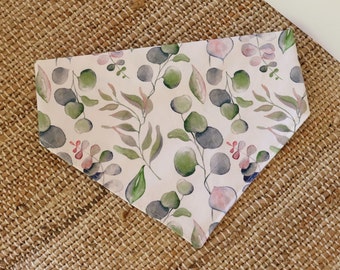Odette Animal Bandana | Pet Apparel | Dog Cat Sheep Bandana | Cotton Fabric | Adjustable neck ties | Purple & Green Floral design