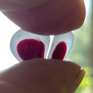 Sea glass multi pair, Sea glass fish eyes, English sea glass, red multi pair