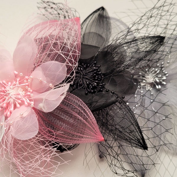 Net bead flower clip pin fascinator wedding races ascot prom party