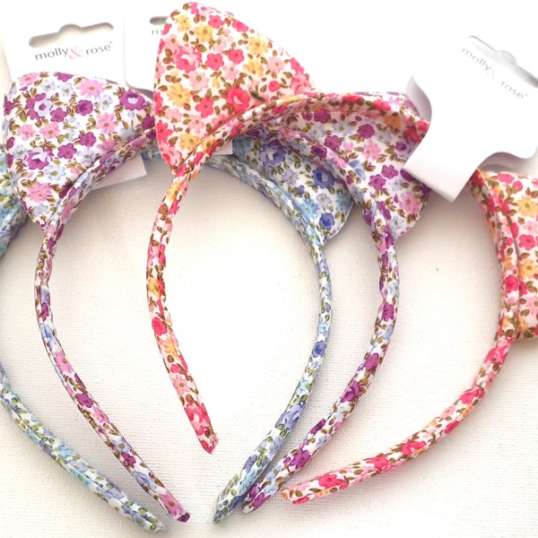 Floral cat ears fabric aliceband headband fancy dress