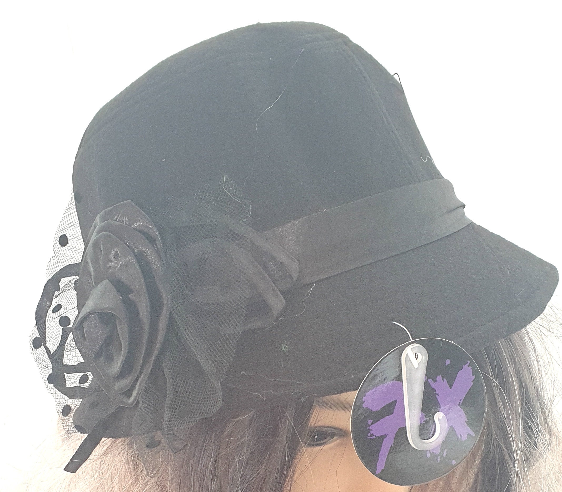Cappellificio Bordoni Women\'s Black Flower Detail Cloche Hat Size OS Shop Cloche Hat - Elegant Lace Floral Gatsby Hat | BABEYOND main image 4