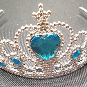 Plastic silver childrens blue stone tiara hair accessory bling party prom