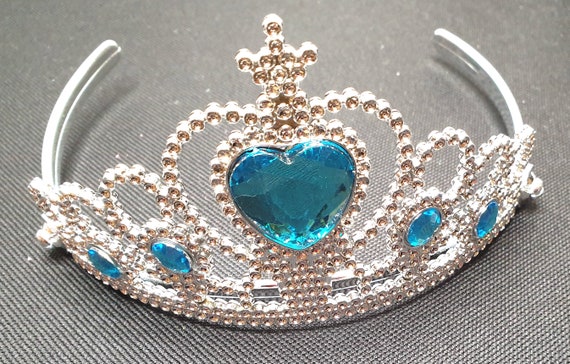 Silver Tiara Plastic Blue Stone Princess Costume Accessory Silver Tiara Plastic Blue Stone Princess Costume Accessory