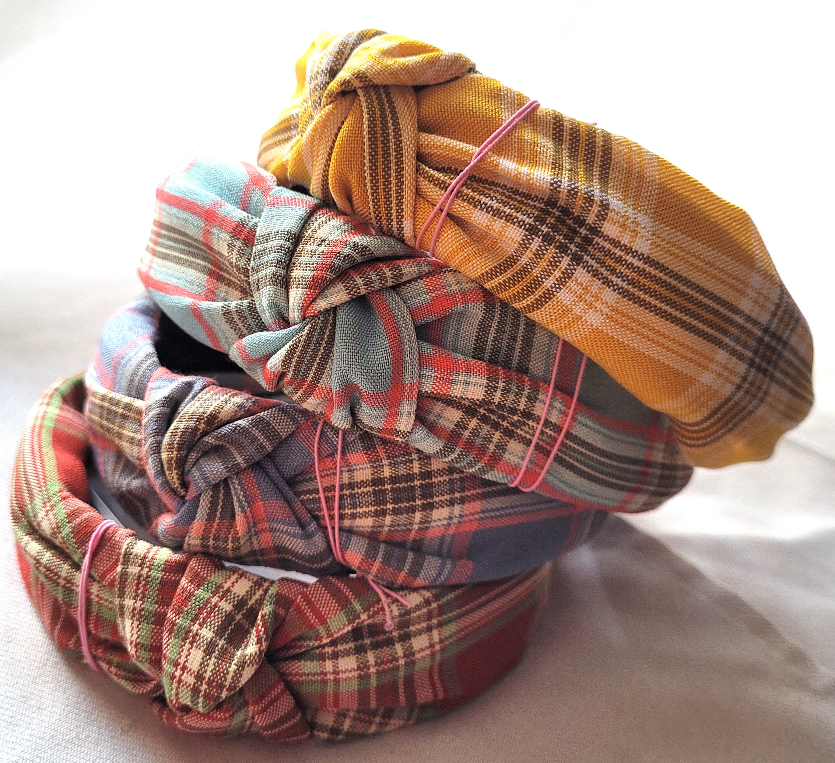 3cm Check Print Twisted Front Fabric Aliceband Headband