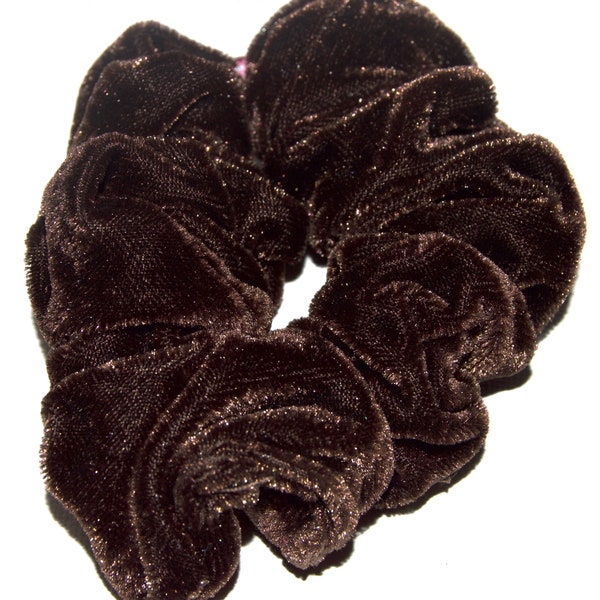 Brown velvet fabric scrunchie hair bobbles winter fashion womens children UK