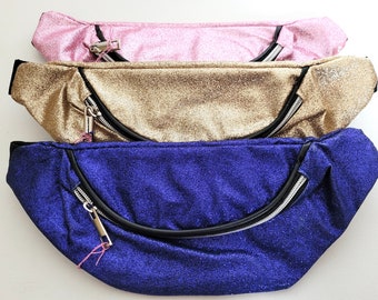 Glitter fabric bum bag fanny pack summer adults zip buckle belt money