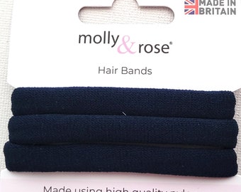 Pack of 3 navy Blue high quality nylon jersey elastic bobbles hair fashion