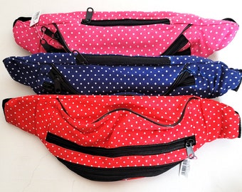 Polka dot fabric bum bag fanny pack summer adults zip buckle belt money