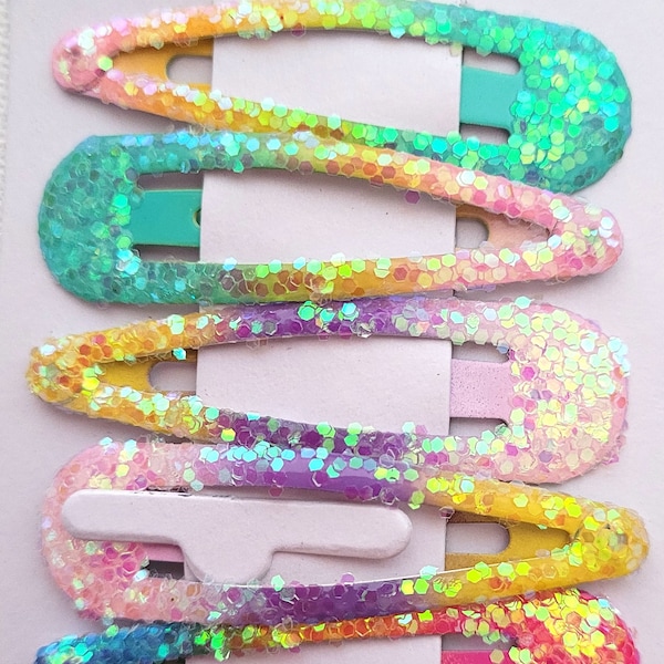 6 pack 3cm Bright multi coloured sequin sleepies hair clips girls fashion